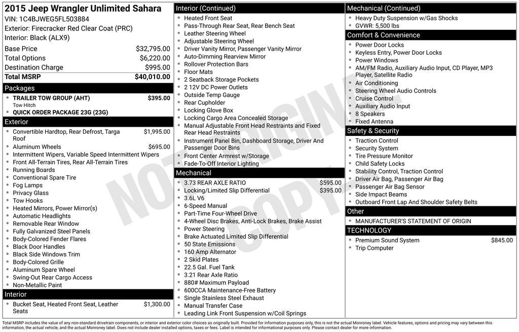 2015 Jeep Wrangler Unlimited Sahara