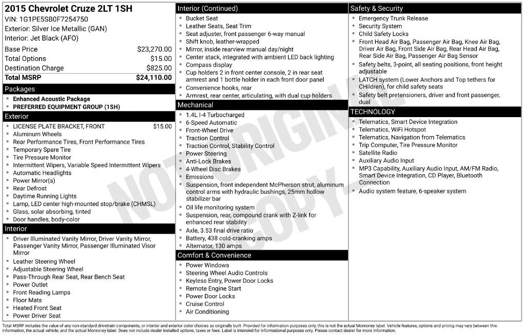 2015 Chevrolet Cruze 2LT