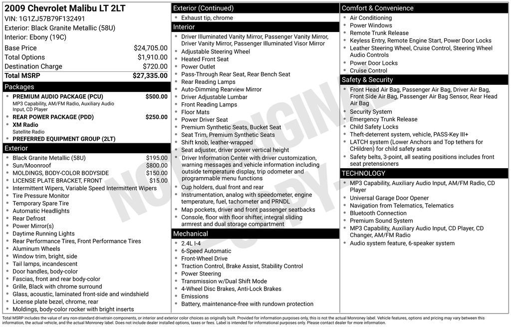 2009 Chevrolet Malibu LT 2LT