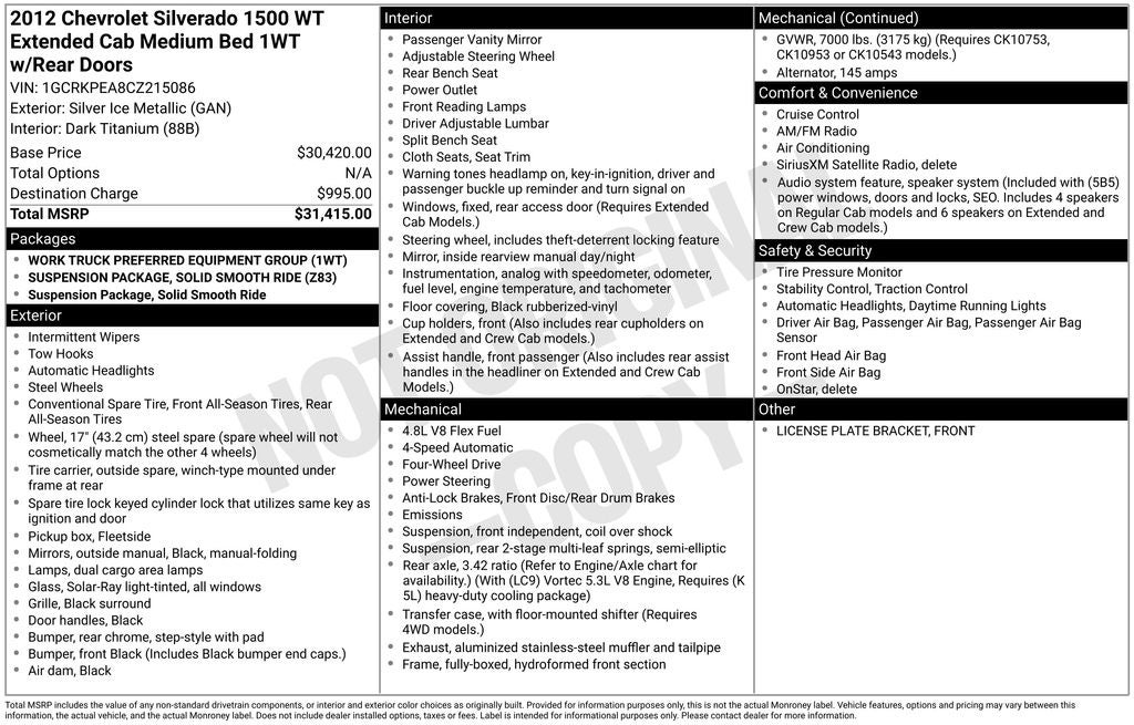 2012 Chevrolet Silverado 1500 Work Truck