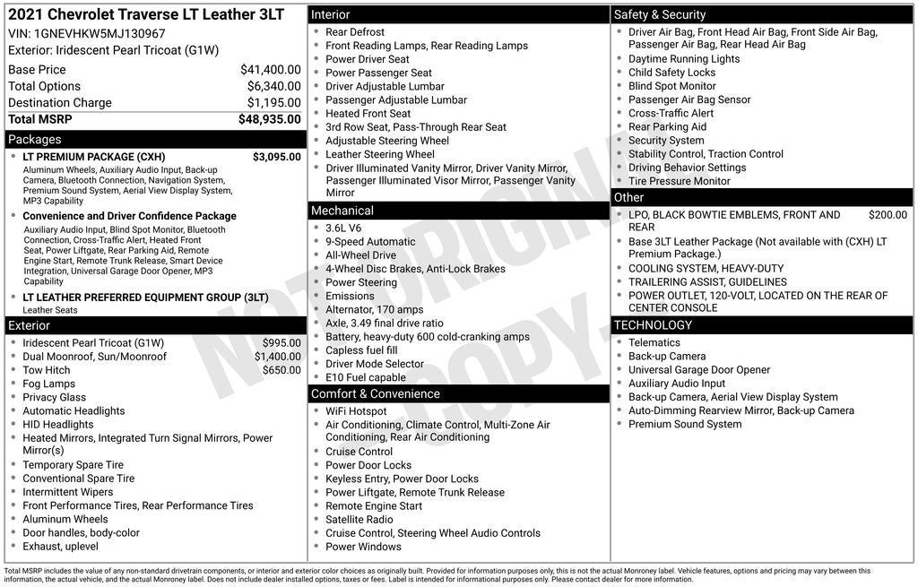 2021 Chevrolet Traverse LT Leather