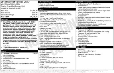 2012 Chevrolet Traverse 2LT 2LT