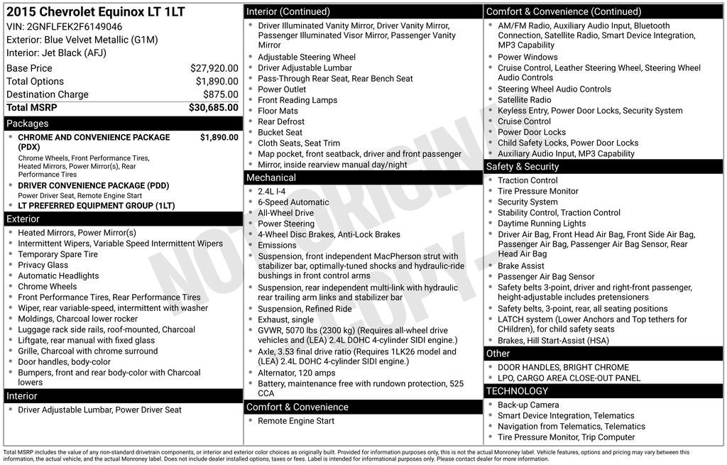 2015 Chevrolet Equinox LT 1LT