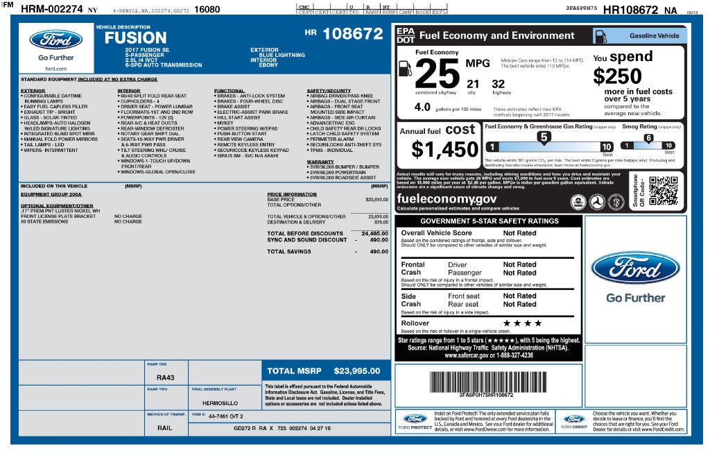 2017 Ford Fusion SE