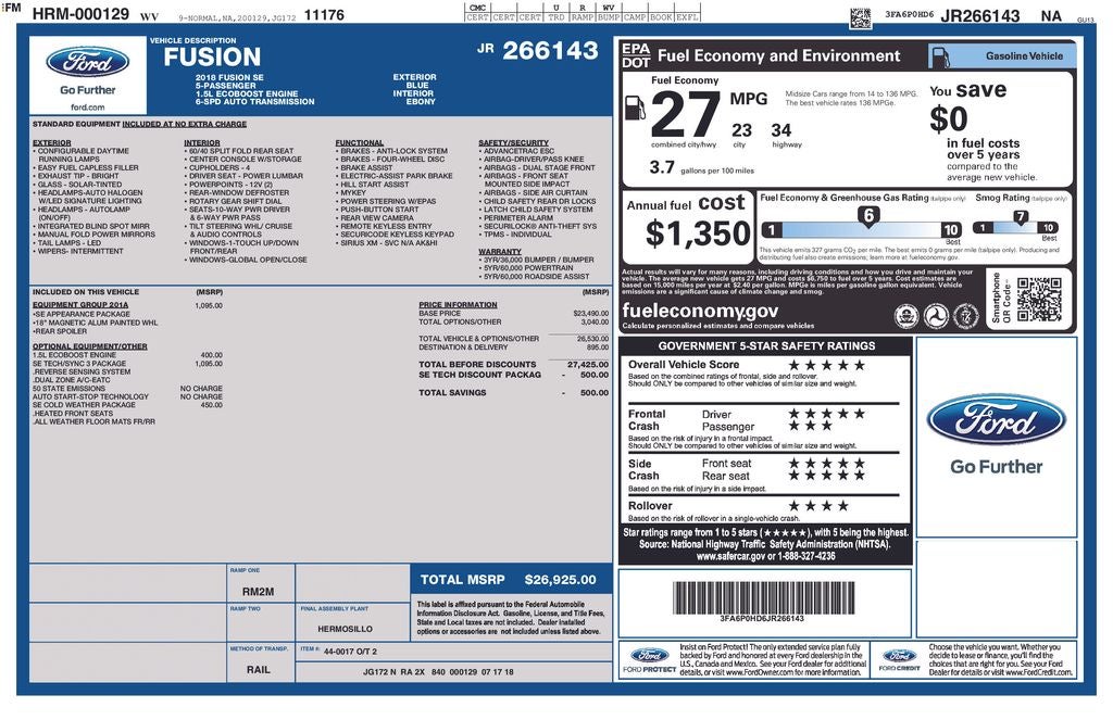 2018 Ford Fusion SE