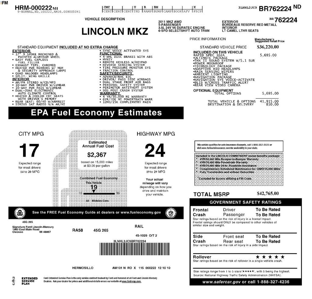 2011 Lincoln MKZ Base