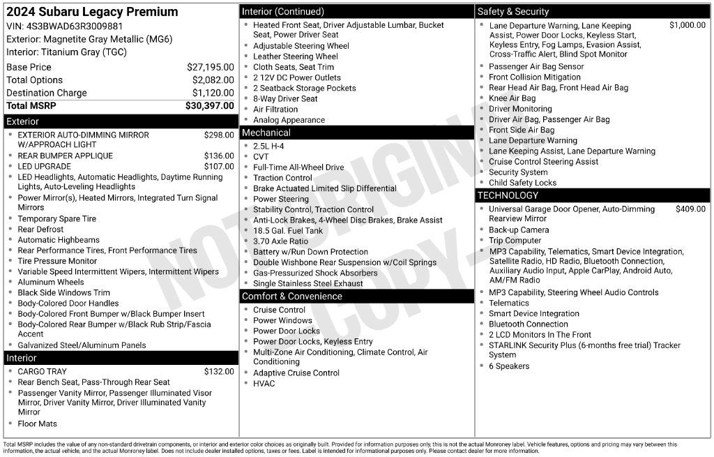 2024 Subaru Legacy Premium
