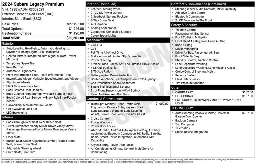 2024 Subaru Legacy Premium