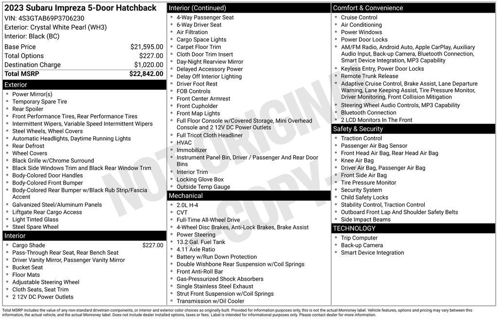 2023 Subaru Impreza Base