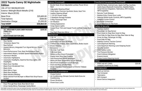 2022 Toyota Camry SE Nightshade