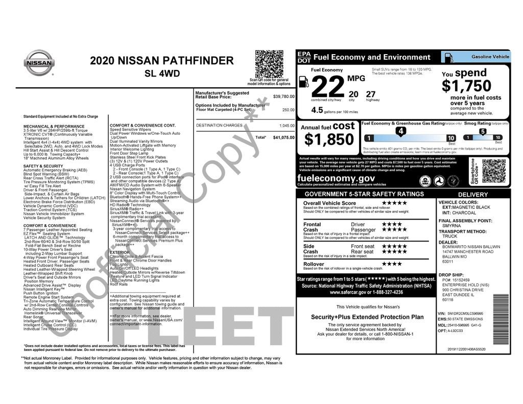 2020 Nissan Pathfinder SL