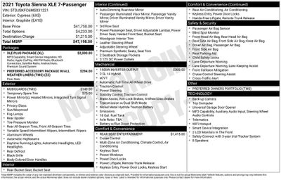 2021 Toyota Sienna XLE 7 Passenger