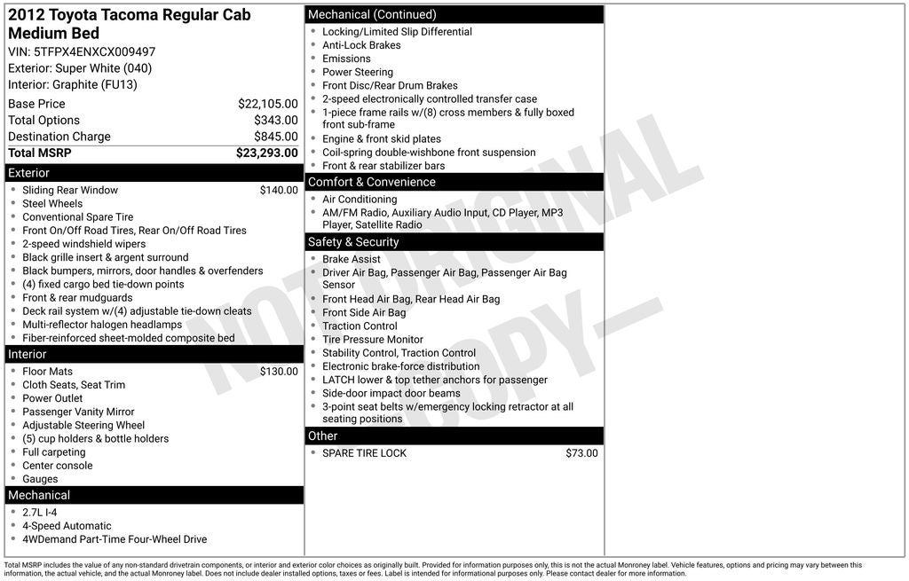 2012 Toyota Tacoma Base