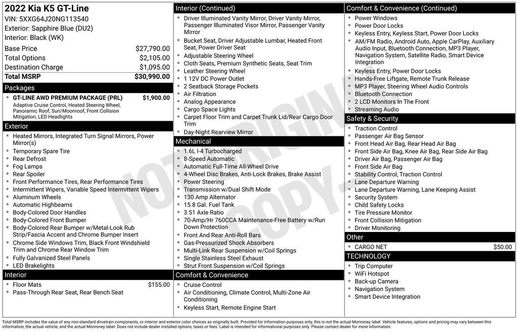 2022 Kia K5 GT-Line