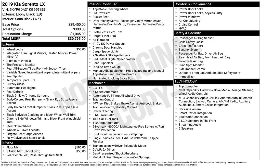 2019 Kia Sorento LX