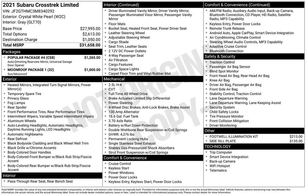 2021 Subaru Crosstrek Limited