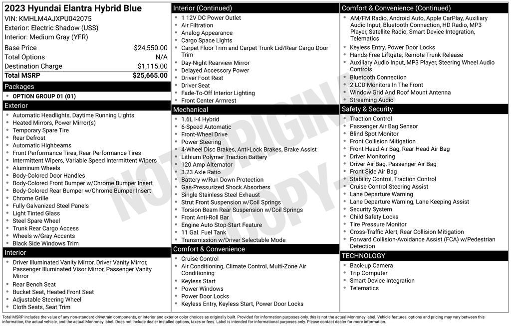 2023 Hyundai Elantra Hybrid Blue