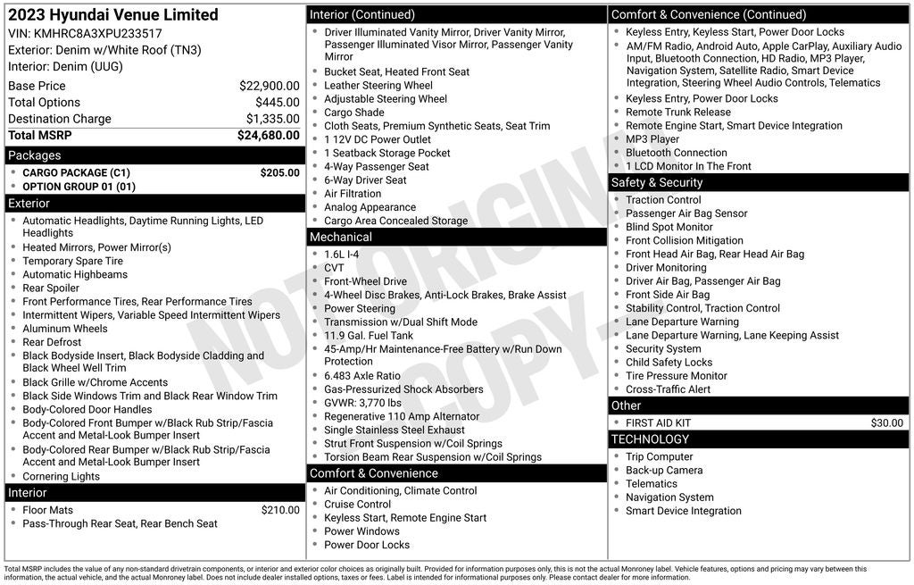 2023 Hyundai Venue Limited