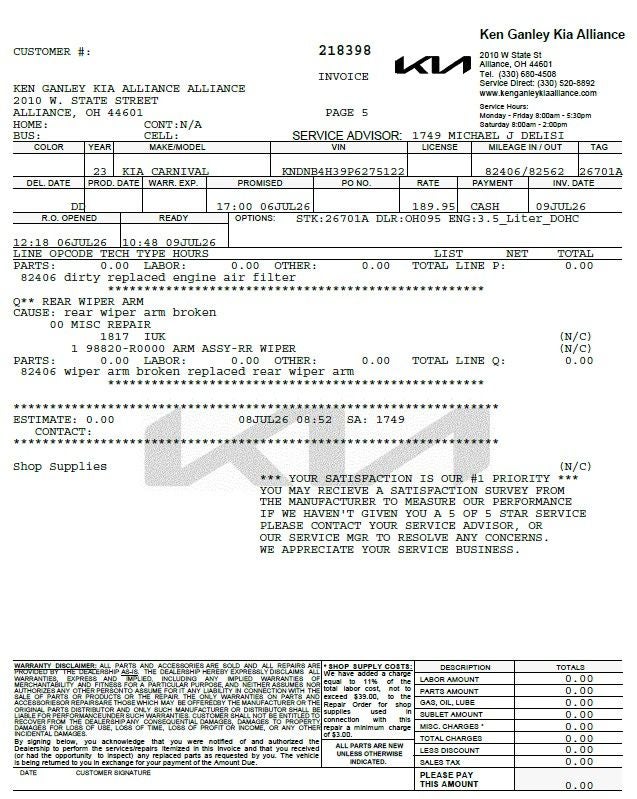2023 Kia Carnival LX Seat Package