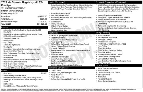 2023 Kia Sorento Plug-In Hybrid SX Prestige