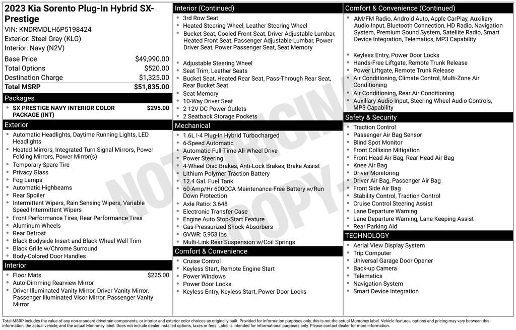 2023 Kia Sorento Plug-In Hybrid SX Prestige