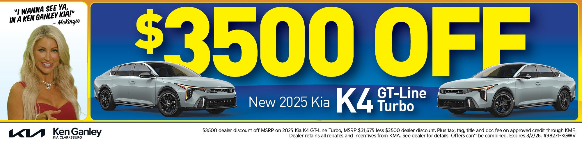 $3500 Off 2025 Kia K4