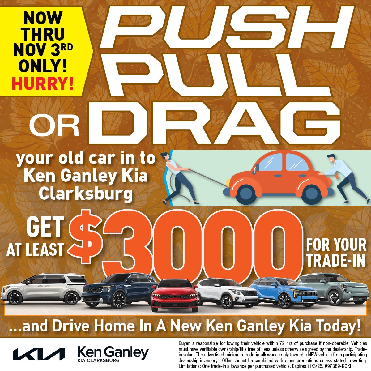 Push, Pull, or Drag promo at Ken Ganley Kia Clarksburg